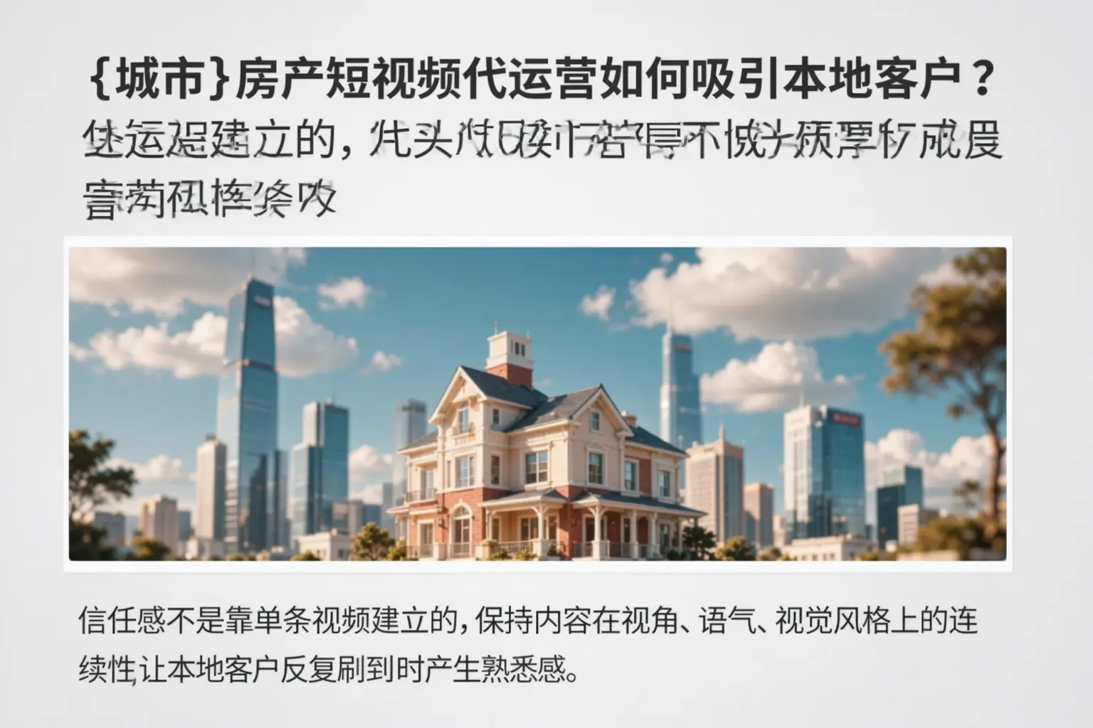 武功房产短视频代运营如何吸引本地客户?